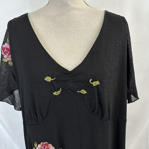 Vintage Fredricks Of Hollywood Black Floral Embroidered Dress 1X Plus - Picture 2 of 10